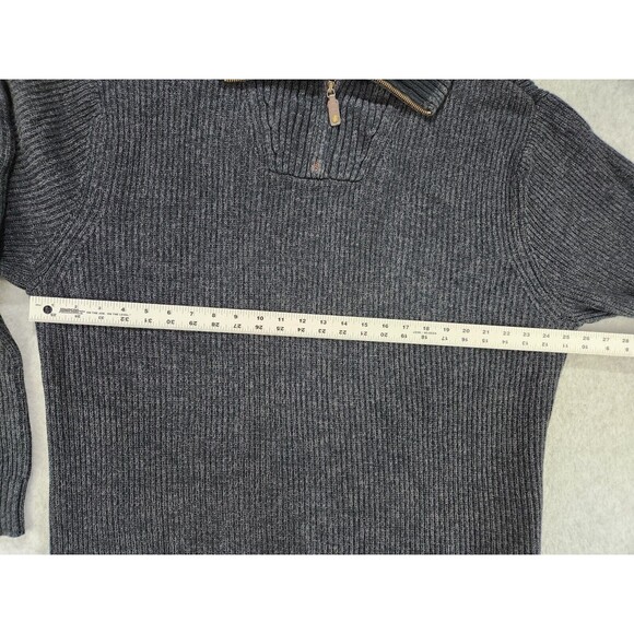 Eddie Bauer Sweater Mens XXL Heavy Knit Ribbed Cotton‎ Quarter Zip Dark Gray - Picture 5 of 9